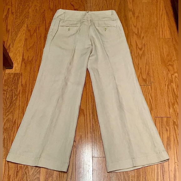 Women’s 2 BCBGMAXAZRIA Tabatha Wide Leg Beige Khaki Linen Blend Pants - Picture 7 of 16
